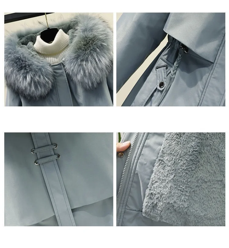 Thicken Parkas 8XL New Winter Jacket Casual Long Coat Wool Liner Hooded Parkas With Fur Collar Female Cotton Warm Snow Outwear