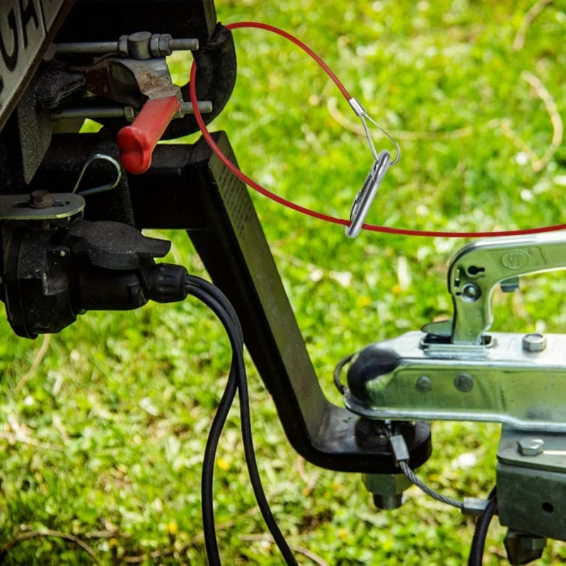 1 unidad de cable de seguridad de acero inoxidable rojo para remolque, para freno de emergencia, accesorios y piezas para enganche de remolque y caravana