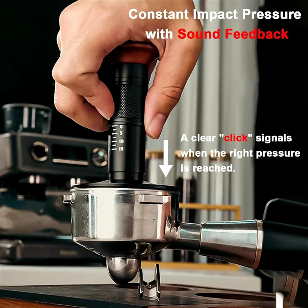 사운드 피드백이 있는 Y31A 에스프레소 탬퍼, 임팩트 커피 탬퍼, 포터필터 51mm에 맞는 보정된 에스프레소 핸드 탬퍼
