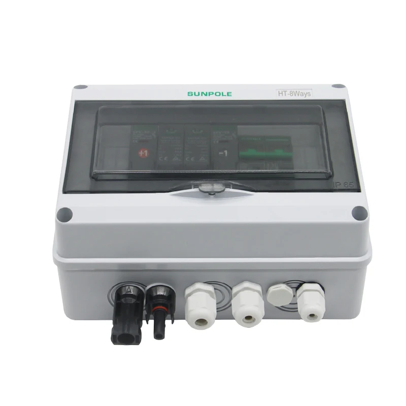 Waterproof Outdoor Surface Mounted 1 in 1 out 550V IP65 Solar PV Surge Lightning Protection DC Distribution Box Combiner Box