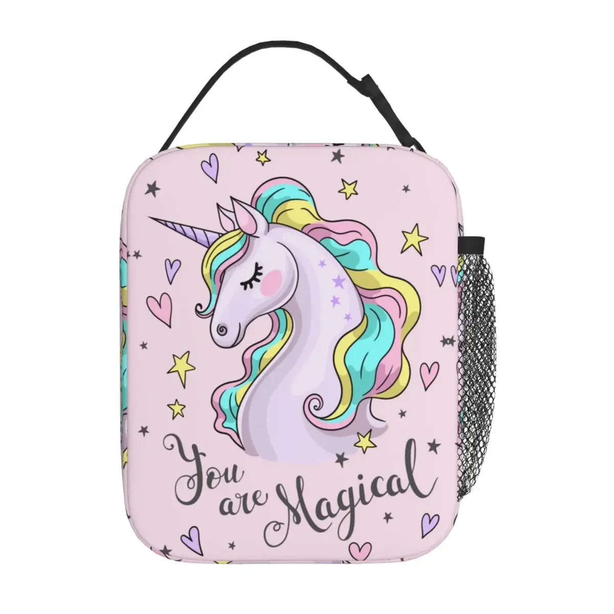 

Pink Magical Unicorn Gift For Daugher Kids Insulated Lunch Bag Food Box Portable Cooler Thermal Bento Box Outdoor