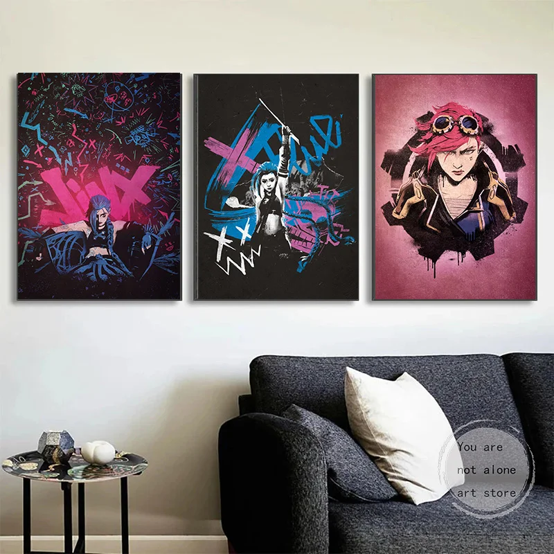 Vintage Game Main Character Arcane Anime Role Series Jinx Art Poster Canvas Painting Wall Prints Picture for Room Home Decor