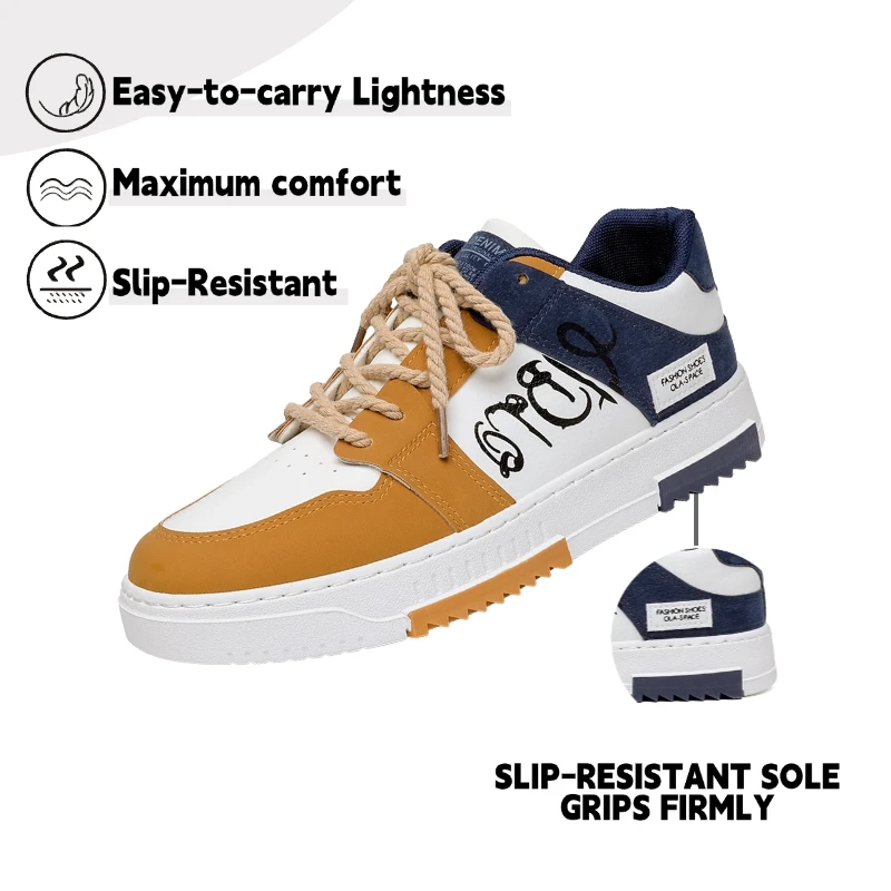 LiveDay Men's Autumn Flat Casual Shoes Lightweight Sneakers Fashion Lace-Up Trainers Student Vulcanized Zapatillas Hombre