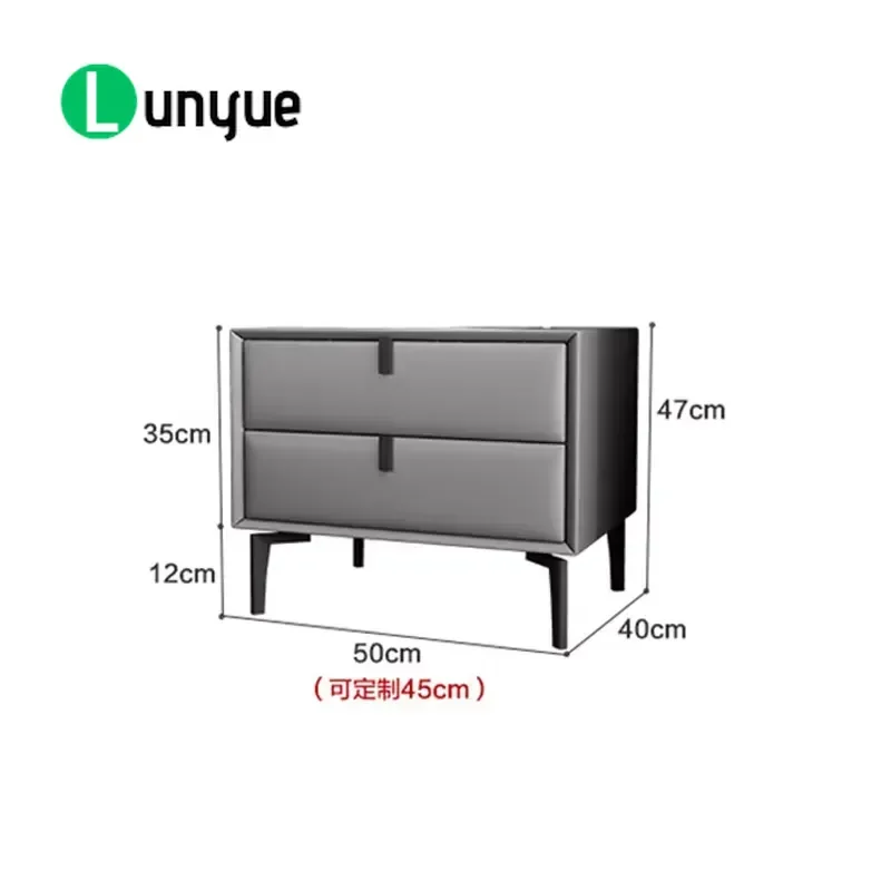 Modern Solid Wood Bedside Table with Leather Accents for Bedroom Nightstand Storage Furniture Minimalist Design Durable Home