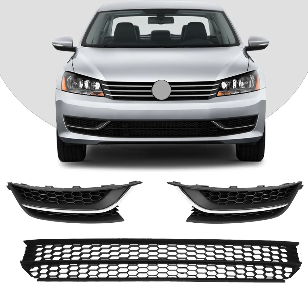 

Fit 2012-2015 VW Passat Front Bumper Lower Grille & Fog Light Bezel Cover LH+RH