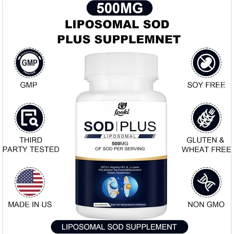 500MG Oxide Dismutase Contains Liposomal Glutathione, Green Tea Resveratrol, and Vitamin E, Immune, Antioxidant Support Capsules