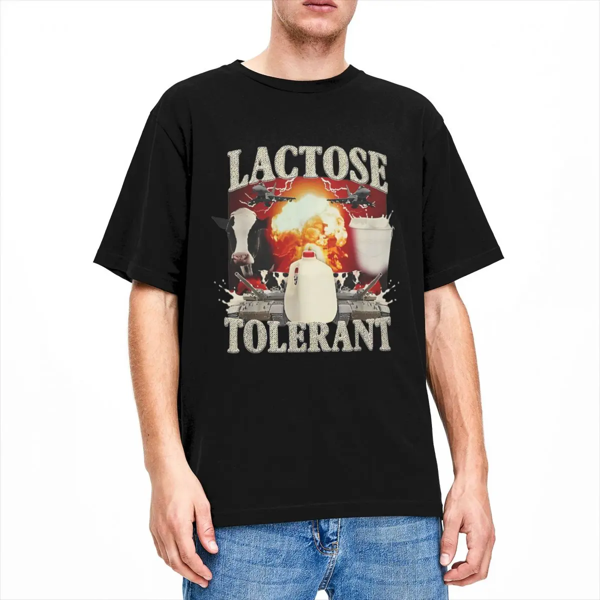 L-Lactoses T-Tolerants Funny T Shirts 100 Cotton Top Tees Summer Vintage Short Sleeve T Shirt O-Neck Leisure Printed Tee Shirt