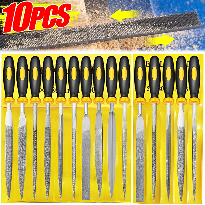 

5/10pcs Steel Needle File Set Non Slip Grip For Wood Plastic Metal Precision Deburring Shaping Polishing Crafts Woodworking File
