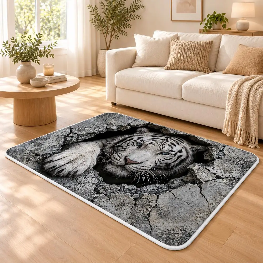 Animals in the Wall Floor Mat Flannel Rug Soft Non Slip Washable Door Mat for Bathroom Bedroom Kitchen Home Decor 4