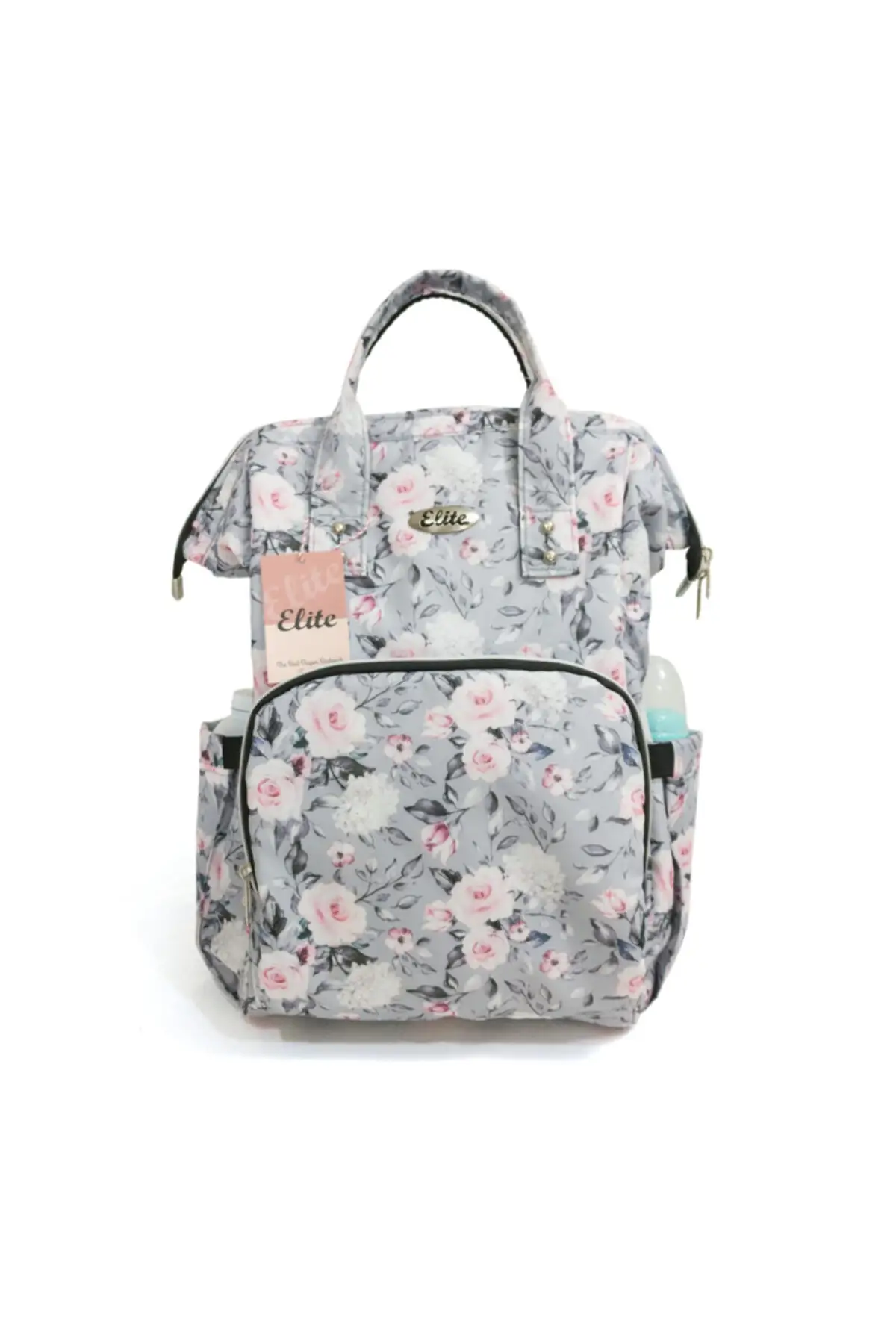 2022 new Fashion Lightweight Baby Care Bag Waterproof Rose Pattern Gray Mother Nursing Bottle Drinker Dress Cloth Carry Backpack Shoulder hand Bag