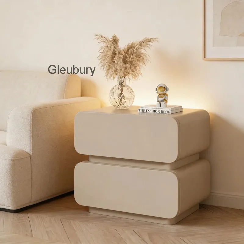 Nightstand with Cloud-Shaped Modern Drawers Minimalist Bedside Table Soft Close Storage Cabinet for Master Bedroom