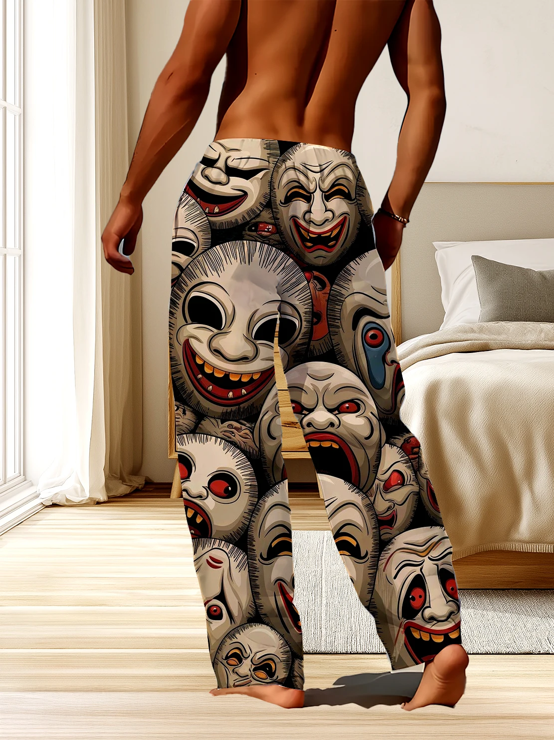 

Мужские брюки с 3D цифровым принтом и призрачным узором, свободные и удобные мужские повседневные брюки, которые не выцветают и быстро сушать.