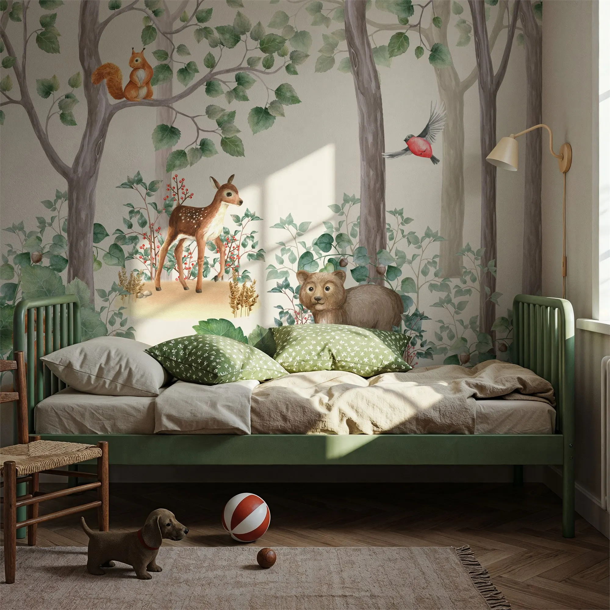 custom Nordic Forest Baby Animals 3d Wall mural peel and stick wallpaper
