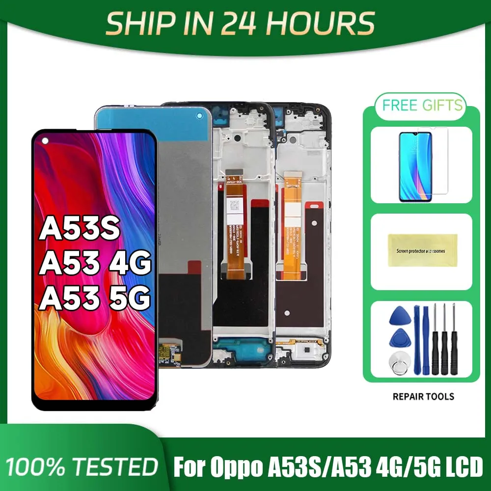 A53S 4G Display Screen for Oppo A53 4G CPH2127 Lcd Display Touch Screen Digitizer Assembly with Frame for Oppo A53 5G PECM30