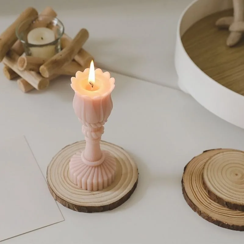 Natural Wood Slice Candle Holder Tray Rustic Round Wooden Base Coaster for Pillar Candle Decoration Home Living Room Table