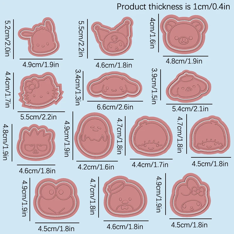 Juego de cortador de galletas de dibujos animados de Hello Kitty, Sanrio, Linda figura Kuromi Cinnamoroll, modelado de molde de postre, herramientas de suministros de cocina
