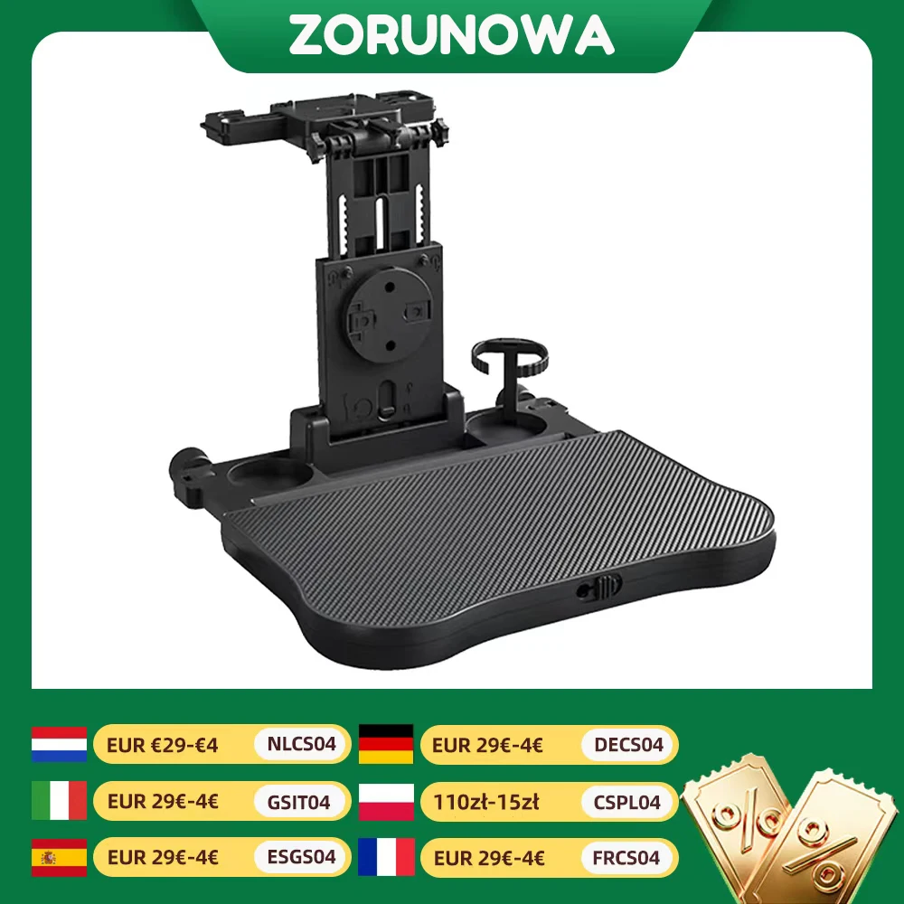 

Adjustable Car Backseat Tray Desk - Stable Travel Tray for Road Trips Work & Meals w/ Phone & Drink Holder Fits iPad/Laptop