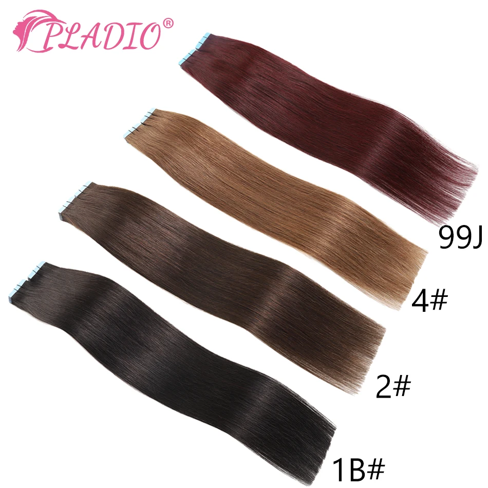 Extensions de Cheveux Naturels Remy Lisses avec Bande Adhésive, Trame de Peau Sans Couture, Europe, 2.0g/Pièce, 40g