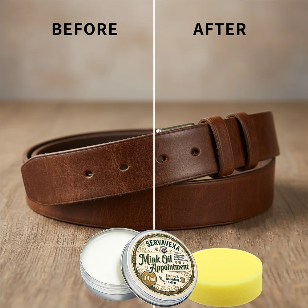 Premium Mink Oil Leather Conditioner Cream for Shoes Boots Belts | Water-Resistant Deep Nourishment & Crack Prevention