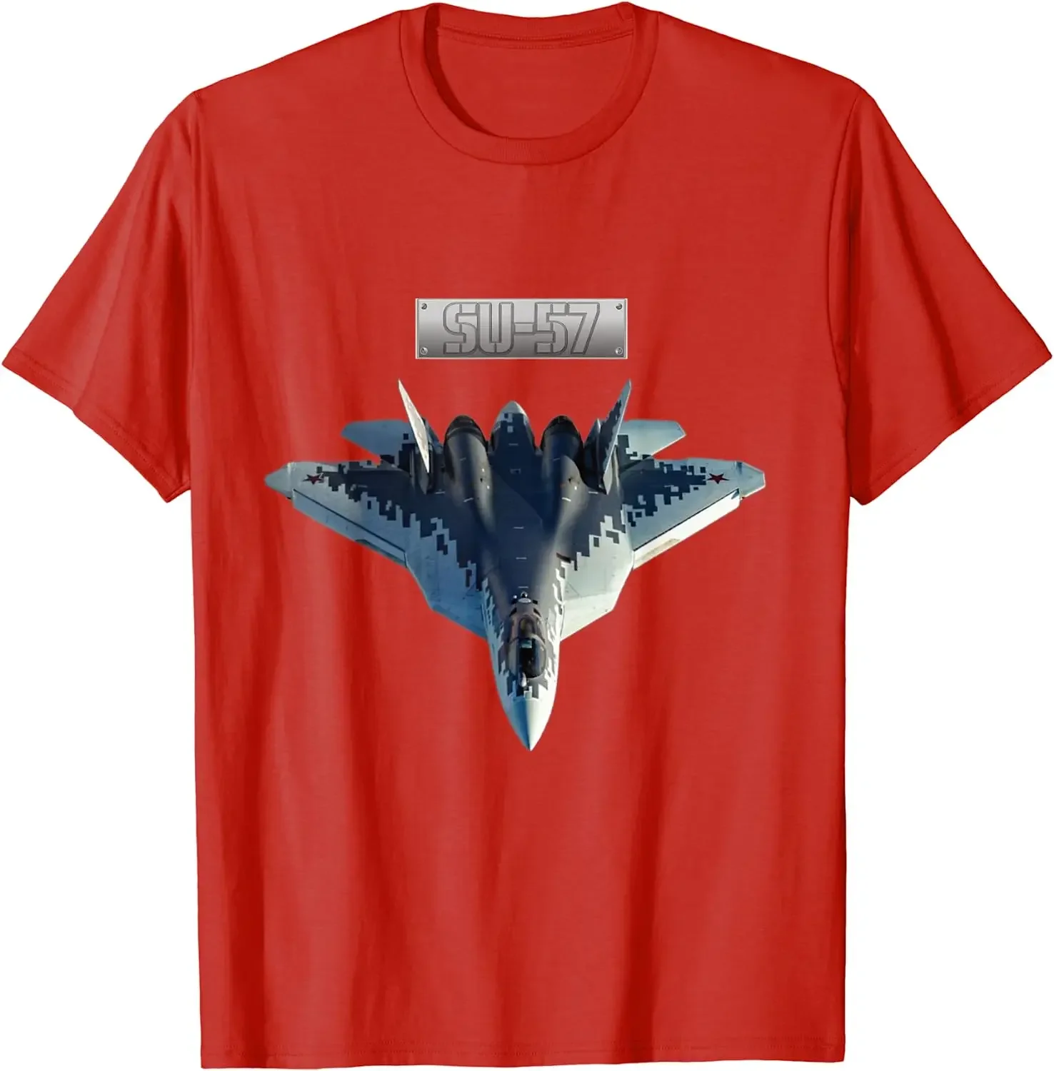 Russia's Fifth Generation Stealth Aircraft Su-57 T-Shirt Short Sleeve Casual Cotton O-Neck Summer Shirts