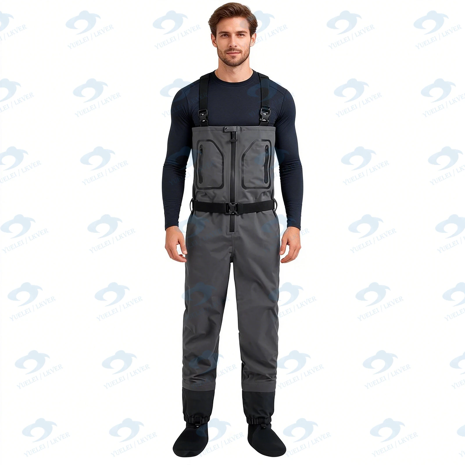 Fly Fishing Wading Pant for Men 3-Layer Breathable With Neoprene Socks Light Weight 100% Waterproof