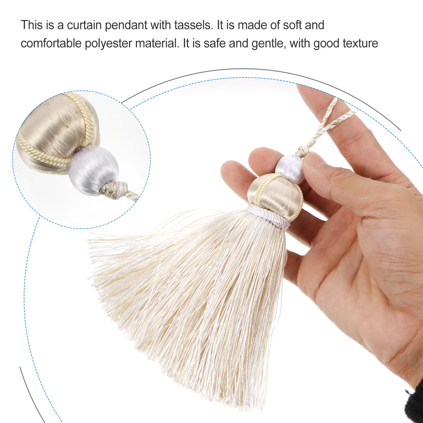 

2Pcs Curtain Pendant Tassel Decoration Polyester Material Versatile Simple Curtain Accessories Hanging Ornament Tieback