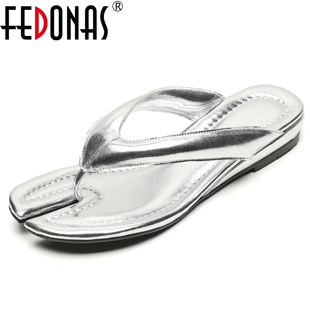 FEDONAS marka Design damskie mieszkania kapcie oryginalne skórzane Flip-flop obuwie kobieta wygodne letnie buty kapcie na świeżym powietrzu