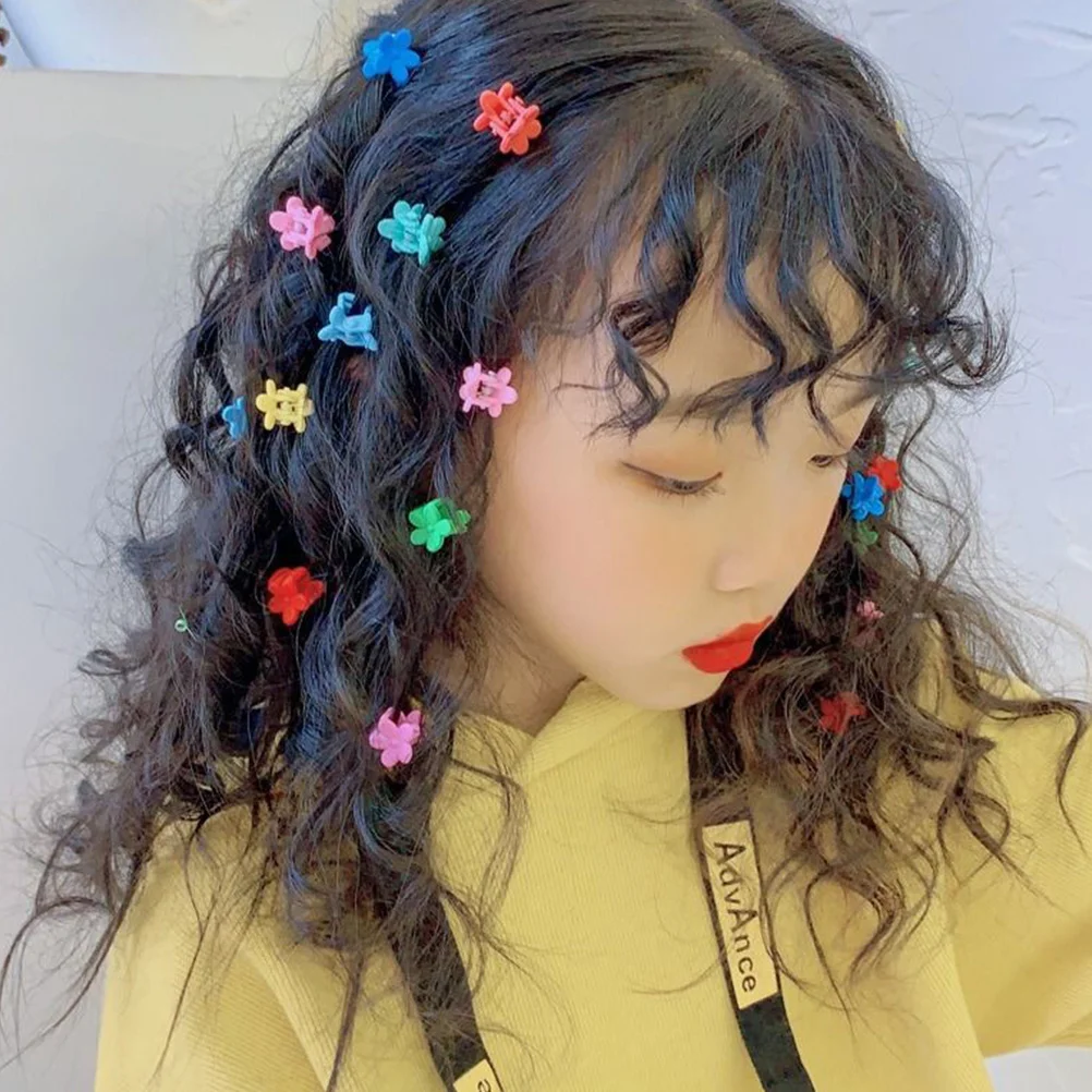 

100pcs Flower Clips Elegant Accessories Crab Claw Barrette Clip Floral Hairpin Bangs Clamps Girls Women Ornaments Claw Hair Clip