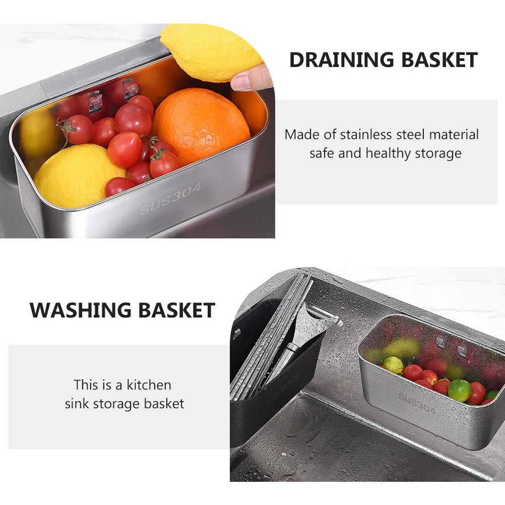 

Waterproof Stainless Steel Sink Draining Basket Strong Suction Easy Install Load-Bearing Kitchen Storage Organizer