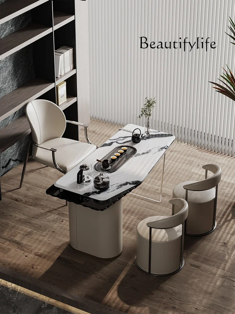 

BJ Tea Table Minimalist Light Luxury Modern High-end Tea Table Acrylic Marble Tea Table Chair Combination