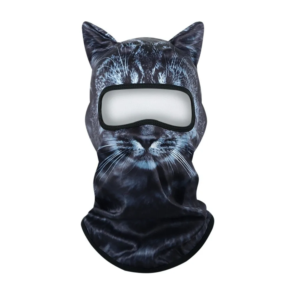 Windproof Cycling Balaclava Hat Thick Lined Machine Washable Neck Warmer Polyester 2D Flat Animal Pattern Sports Headwear
