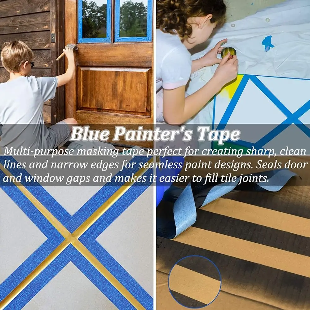 DIY Craft Multi Size Blue Painters Tape Blue Temperature Resistance Painting Masking Tape Clean Release Paper Decor Craft