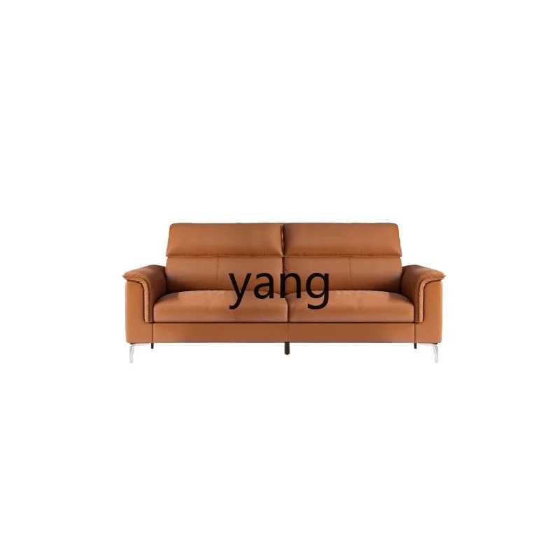 

LTT leather sofa living room modern light luxury first-layer cowhide Italian minimalist three-person straight-row sofa