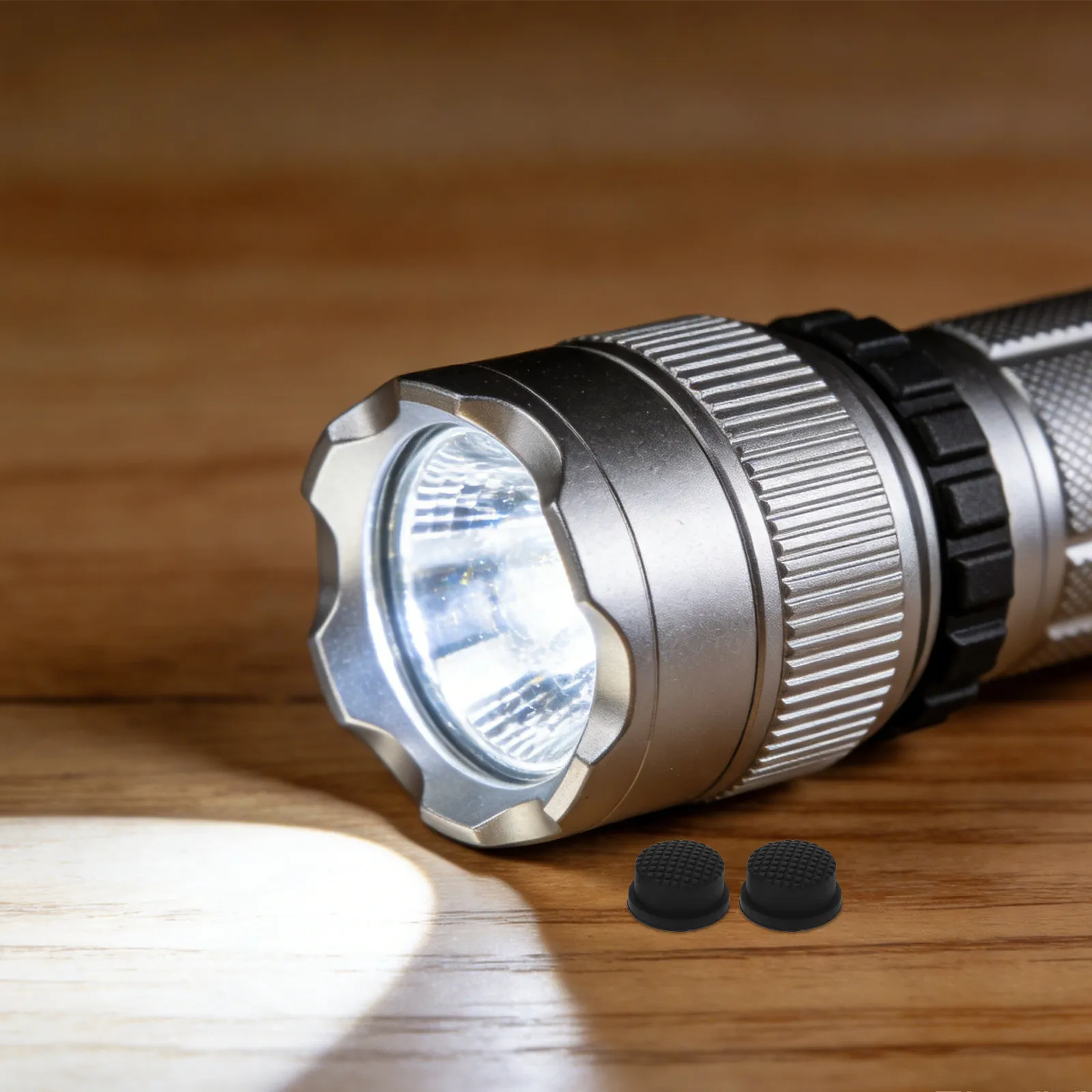2Pcs Waterproof Rechargeable LED Flashlight Switch Cap Soft Rubber Boot Cover Push Button Replacement for Handheld Torch