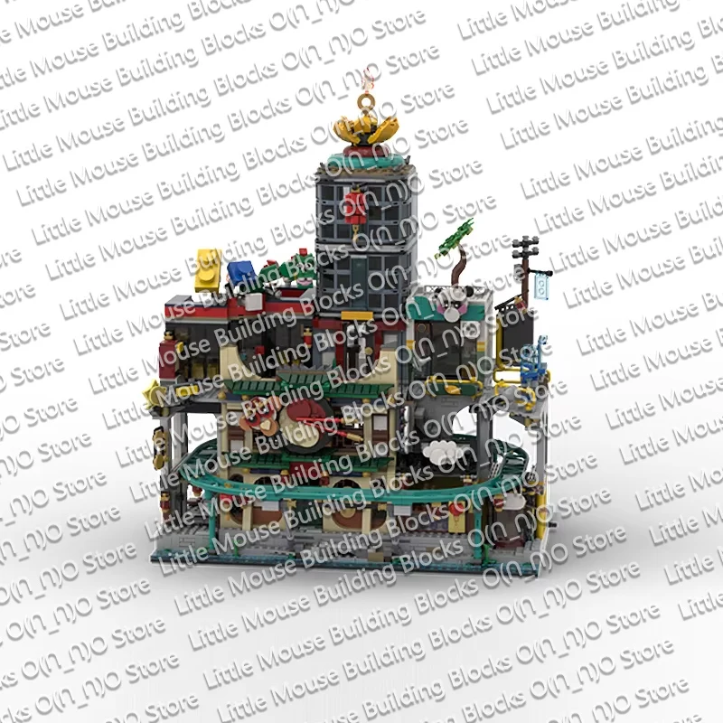 QWERT City Street View Model MOC Building Bricks City Of Lanterns Modular Technology Gifts Holiday Assemble Children Toys Suit