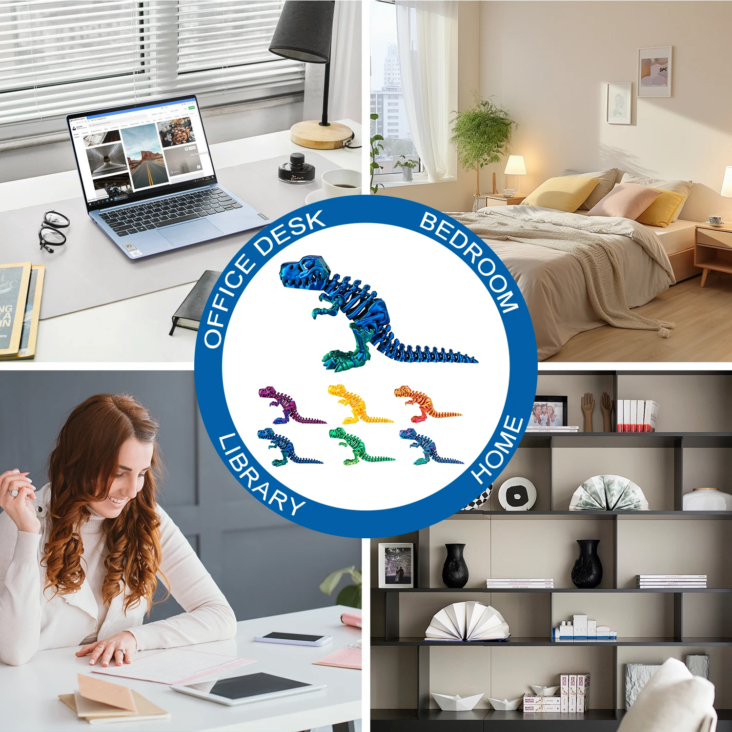 نموذج ديناصور تيرانوصور ريكس مطبوع ثلاثي الأبعاد مع وصلات متحركة وذيل وأطراف قابلة للوضع، ديكور مكتب واقعي، هدية لمحبي الدينو