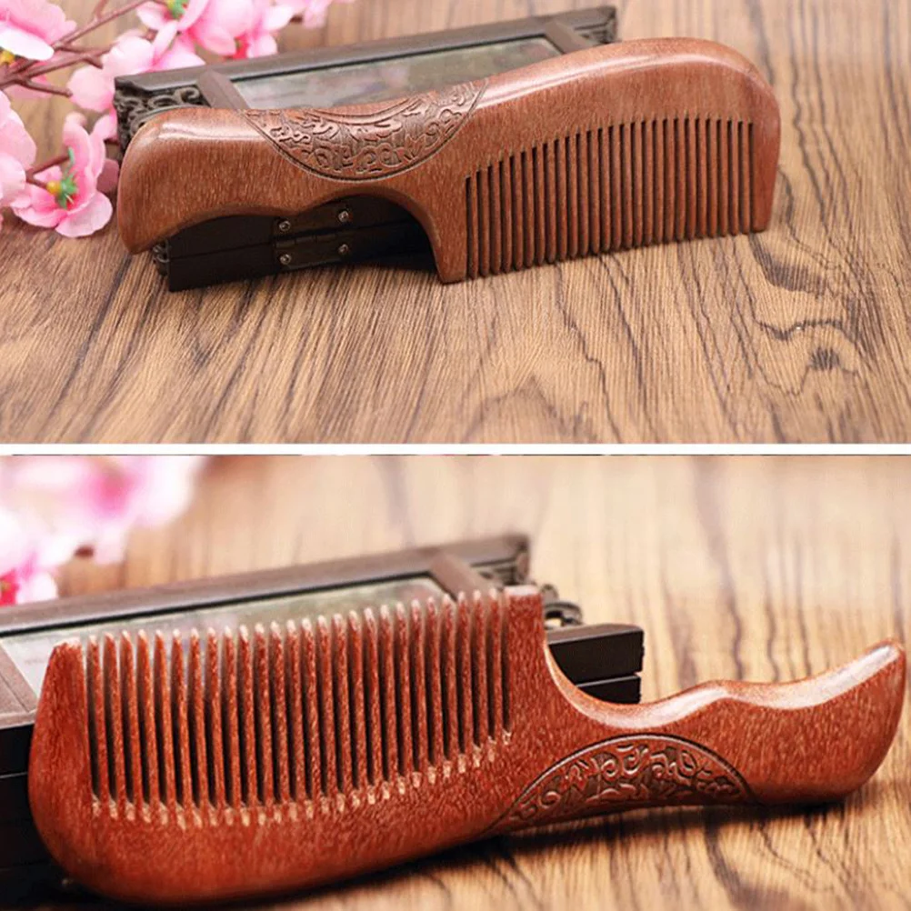 

Natural Sandalwood Thickened Carved Teeth Anti-Static Wooden Massage Hair Comb For Women Portable Scalp Care Styling Brush