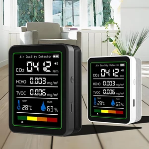 5 In 1 Formaldehyde Monitor Digital Display Carbon Dioxide Detector Temperature Humidity Monitor for Air Quality Detecting