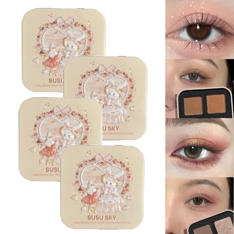 SUSU SKY Lady Rabbit 4 色アイシャドウ パレット — マットな仕上がり、肌のトーンを強化、自然なブレンド、毎日多用途