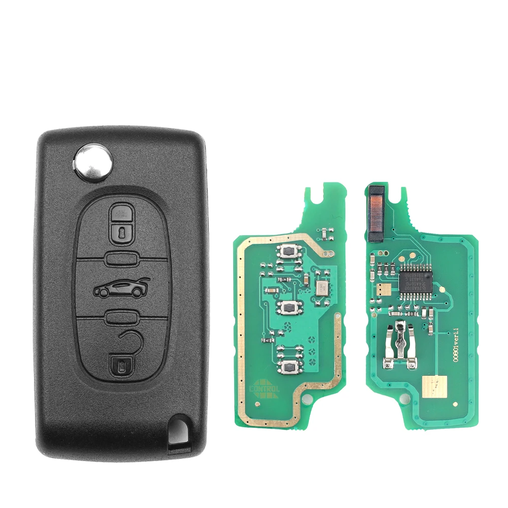 Clé artisanelle CE0523 ID46 PCF7961 433MHz ASK/FSK lame HU83/VA2 clé de voiture à distance pliante pour citroën C2 C3 C4 Peugoet 207 307