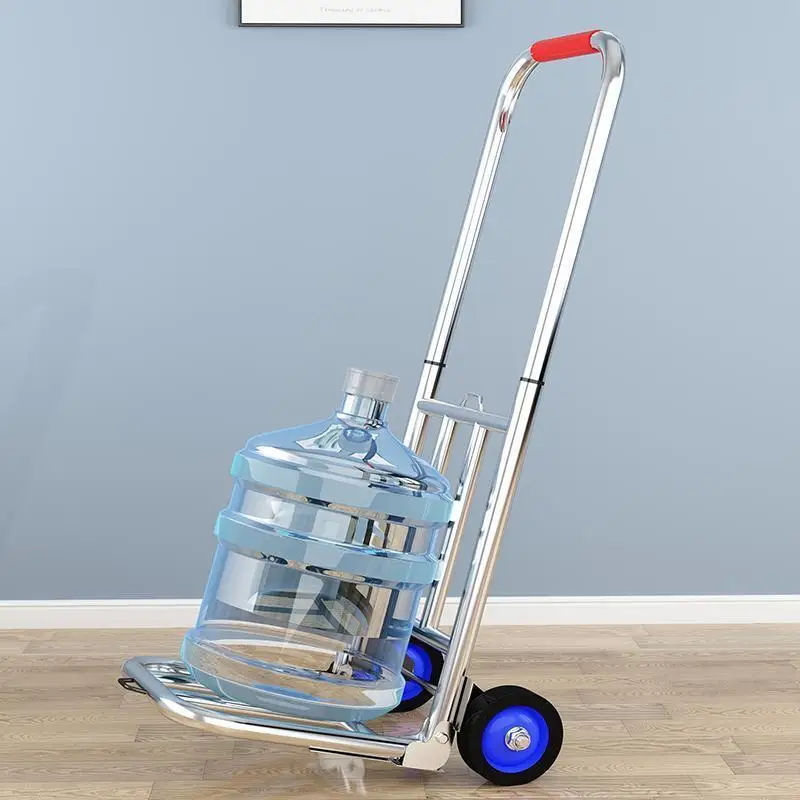 Carrinho puxado à mão dobrável portátil bagagem compras puxando mercadorias carga rei pequeno puxar carrinho modelo doméstico prático