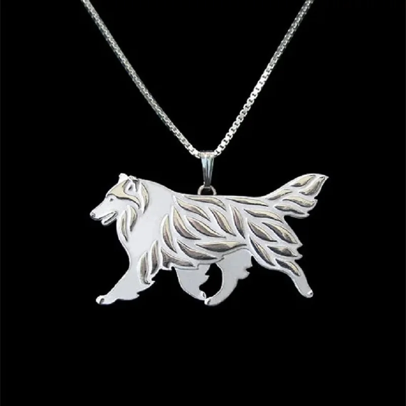 Lovely Rough Collie Movement Jewelry Pendant Necklace