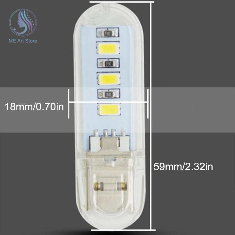 5PCS Mini LED Reading Light USB Plug Style 3/8 LEDs Night Light Warm/White Light 5V Portable Lamp for PC Laptop Mobile Power