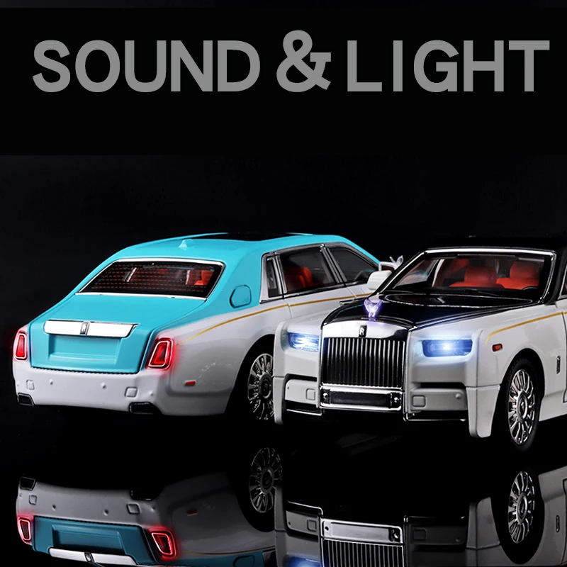 1:18 Rolls Royce Phantom Alloy Luxy Model Car Metal Diecast Vehicle Simulation Sound & Light Collection Toy Childrens Gifts