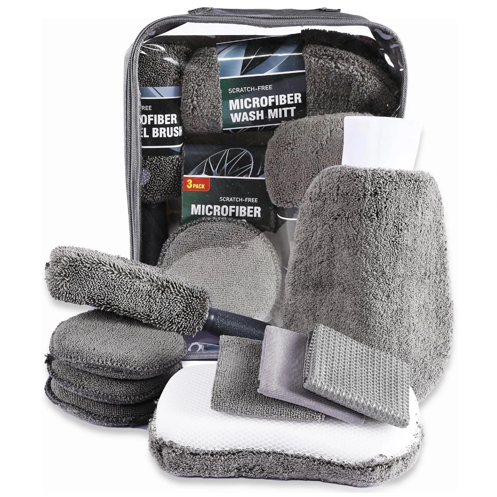 

Car Cleaning Tools Kit Car Detailing Set Tire Brush Polishing Towel Cloth Wash Sponge Microfiber Cleaning Mitt Towels Kit
