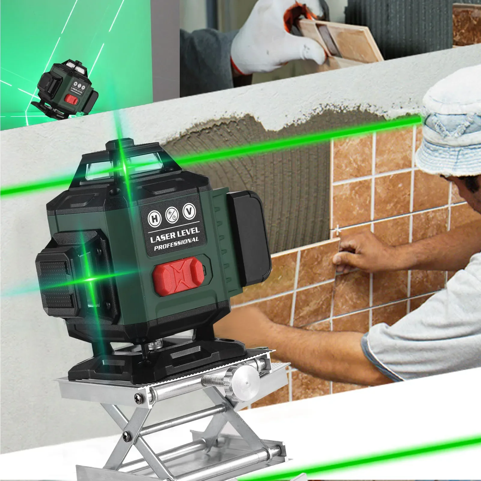 16 Lines Self-leveling Laser Level 4D 360° Laser Leveling Decvice Rechargeable with Vertical and Horizontal Lines Remote Control