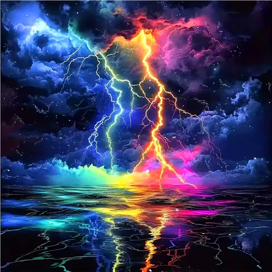 

5D mosaic Colorful lightning special landscape DIY diamond painting kit full diamond embroidery multiple sizes to choose from