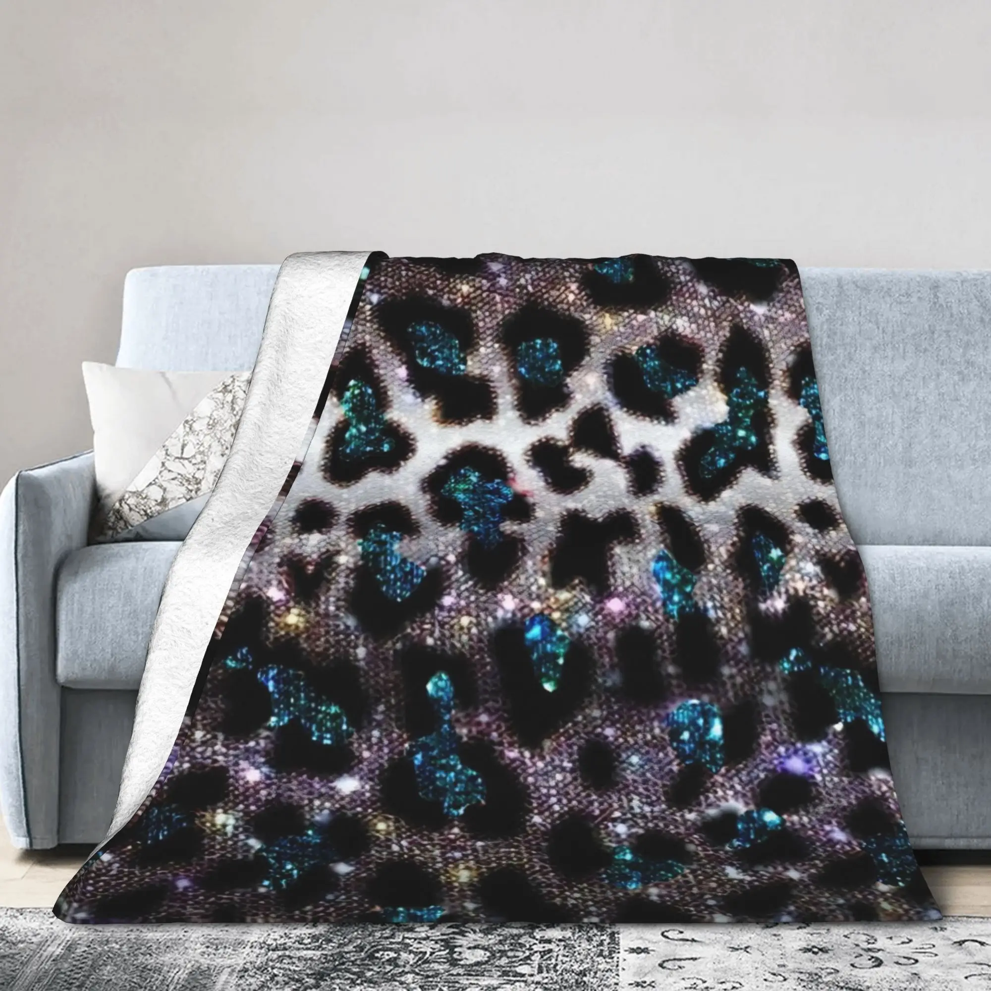 Leopard Blanket Wild Animal Retro Y2K Plush Awesome Warm Throw Blanket for Home Spring Autumn