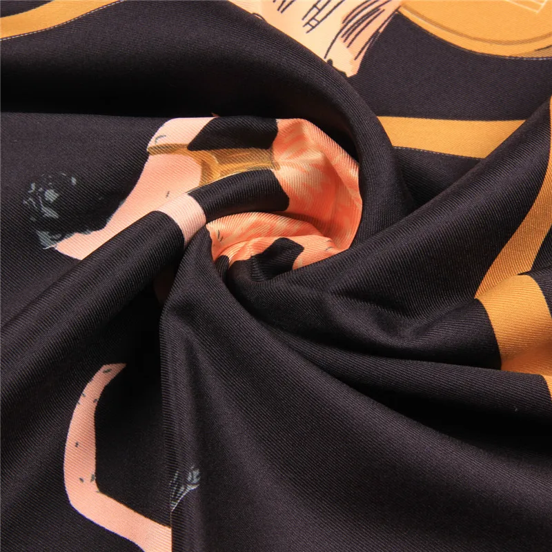 130CM 100% Twill Silk Scarf Women Dance Girl Square Scarves Large Bandana Luxury Kerchief Hijab Scarf Female Head Scarf Foulard