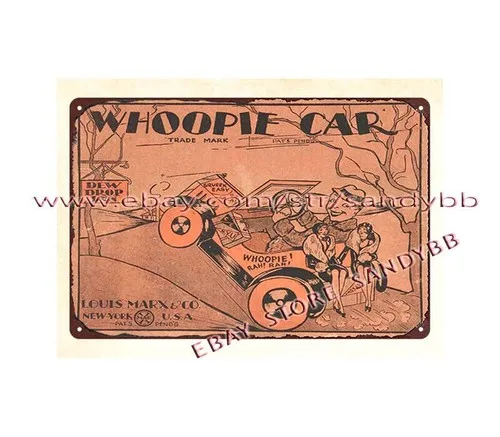 MARX WIND UP WHOOPIE CAR childhood toy metal tin sign affordable home decor-Aluminum